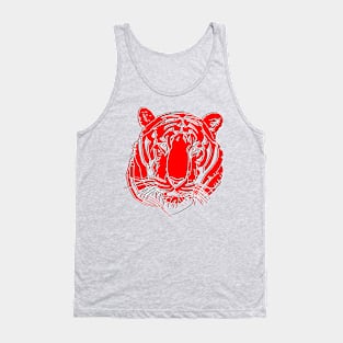 Chinese Tiger Head Feline portrait Wildcat face profile Tank Top